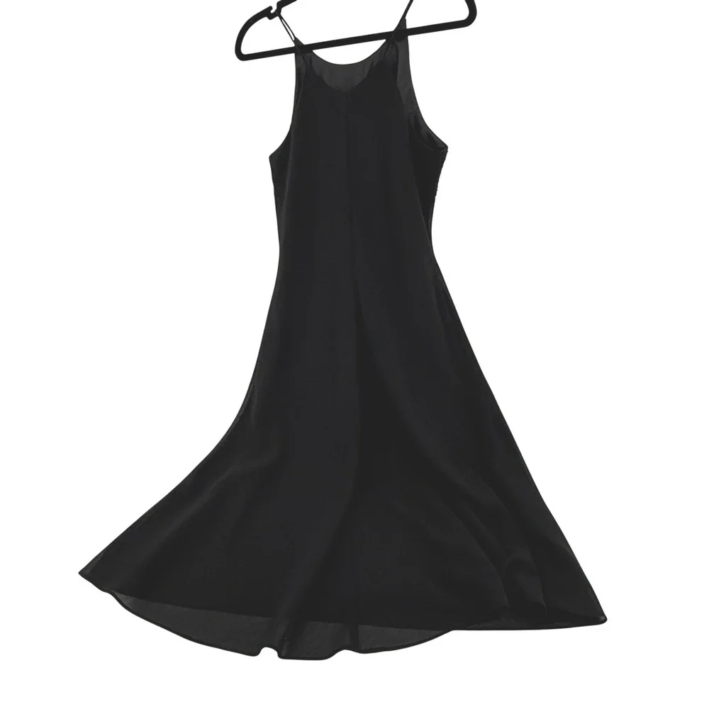Cachet‎ Black Beaded Maxi Dress Silver Geometric Sequin Halter Gown Size 8